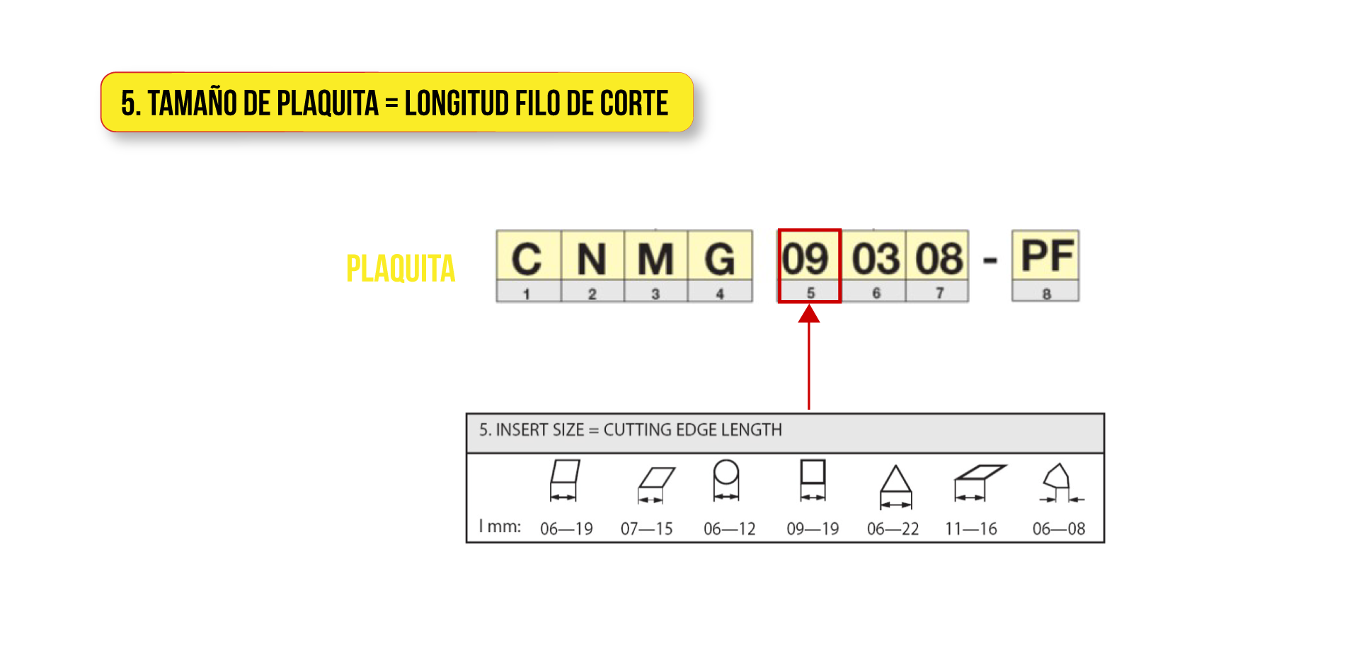 Tamaño de plaquita